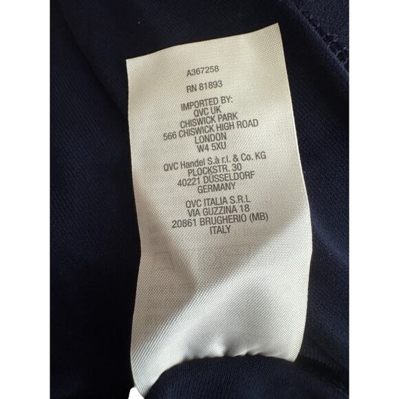 Susan Graver Liquid Knit Mock-Neck Elbow-Sleeve Dress Navy Large - Picture 15 of 16